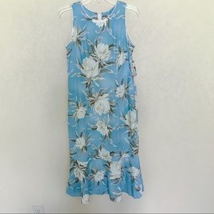 NWT Iolani Sleeveless Hawaiian Dress Cream Floral